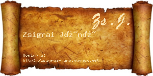 Zsigrai Júnó névjegykártya